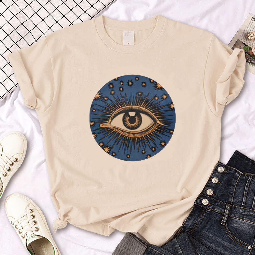 Olivenorma Witch Triple Moon Gothic Print Khaki T-Shirt