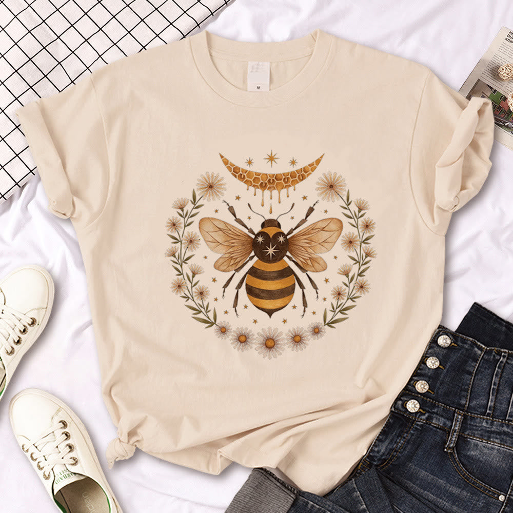 Olivenorma Witch Triple Moon Gothic Print Khaki T-Shirt