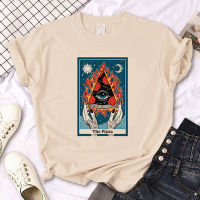 Olivenorma Witch Triple Moon Gothic Print Khaki T-Shirt