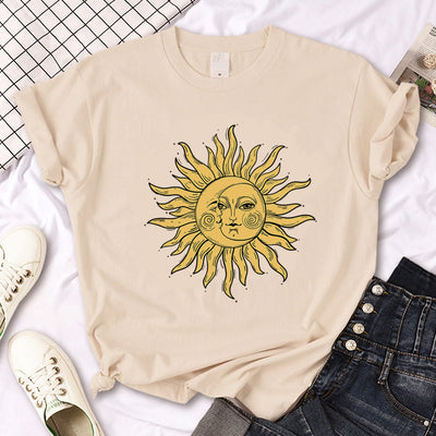 Olivenorma Witch Triple Moon Gothic Print Khaki T-Shirt