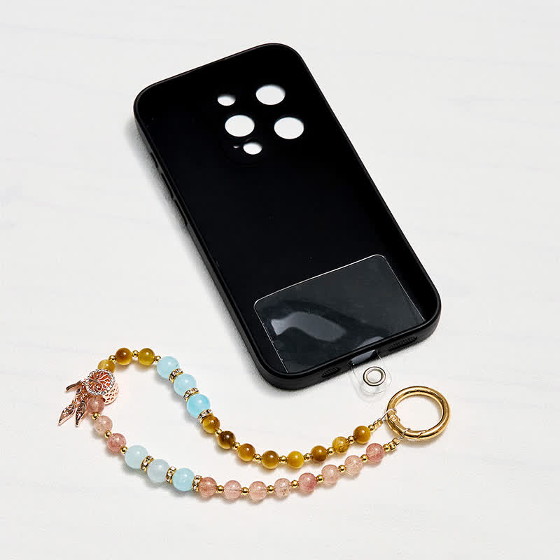 Olivenorma Tiger Eye & Strawberry Quartz Keychain Crystal Phone Strap - image 5
