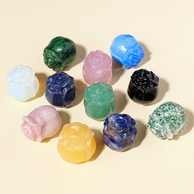 Olivenorma Crystal Epoxy Rose Carving Gemstone Decoration