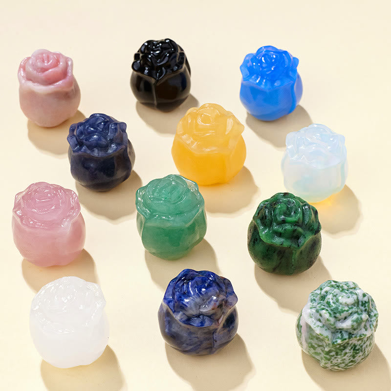 Olivenorma Crystal Epoxy Rose Carving Gemstone Decoration