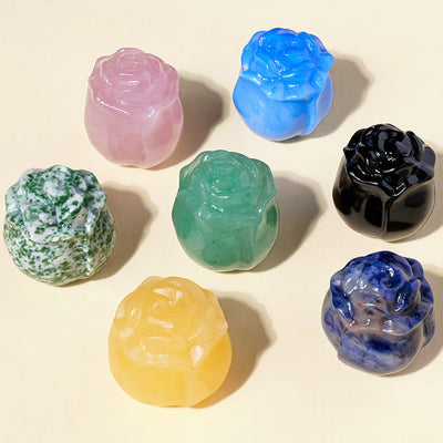 Olivenorma Crystal Epoxy Rose Carving Gemstone Decoration