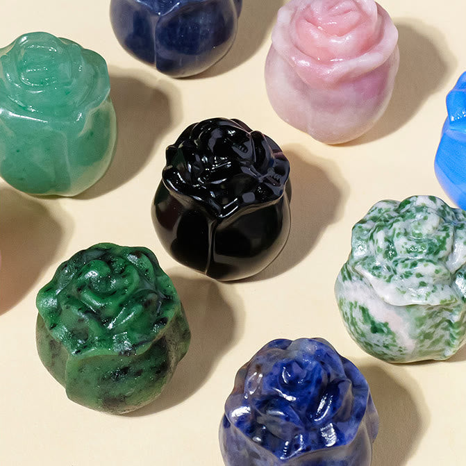 Olivenorma Crystal Epoxy Rose Carving Gemstone Decoration