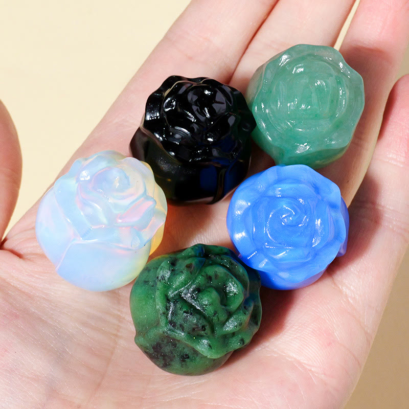 Olivenorma Crystal Epoxy Rose Carving Gemstone Decoration