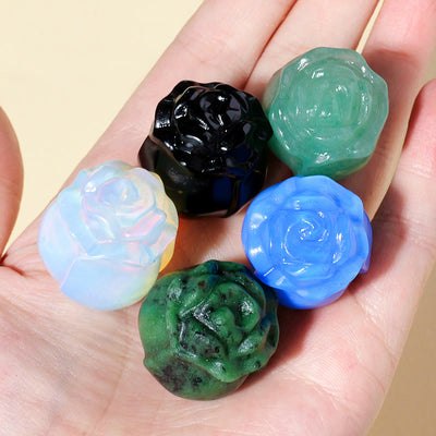 Olivenorma Crystal Epoxy Rose Carving Gemstone Decoration