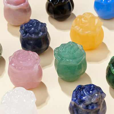 Olivenorma Crystal Epoxy Rose Carving Gemstone Decoration