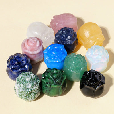 Olivenorma Crystal Epoxy Rose Carving Gemstone Decoration
