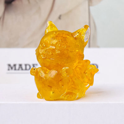 Olivenorma Crystal Epoxy Heart Nine-Tailed Fox Gemstone Decoration