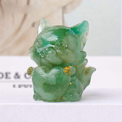 Olivenorma Crystal Epoxy Heart Nine-Tailed Fox Gemstone Decoration