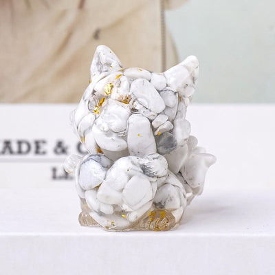 Olivenorma Crystal Epoxy Heart Nine-Tailed Fox Gemstone Decoration