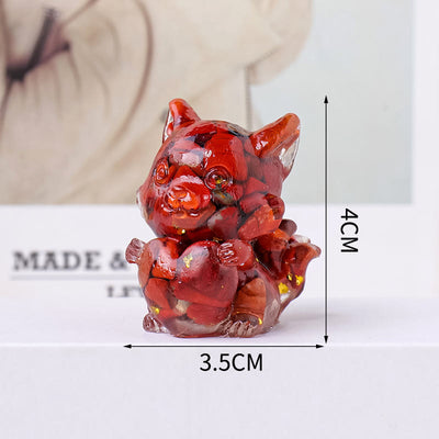 Olivenorma Crystal Epoxy Heart Nine-Tailed Fox Gemstone Decoration