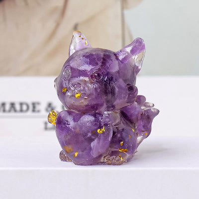 Olivenorma Crystal Epoxy Heart Nine-Tailed Fox Gemstone Decoration