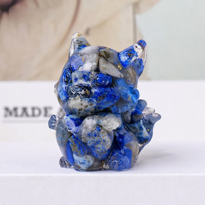Olivenorma Crystal Epoxy Heart Nine-Tailed Fox Gemstone Decoration