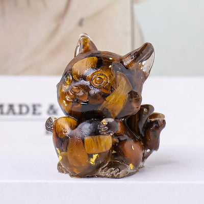 Olivenorma Crystal Epoxy Heart Nine-Tailed Fox Gemstone Decoration