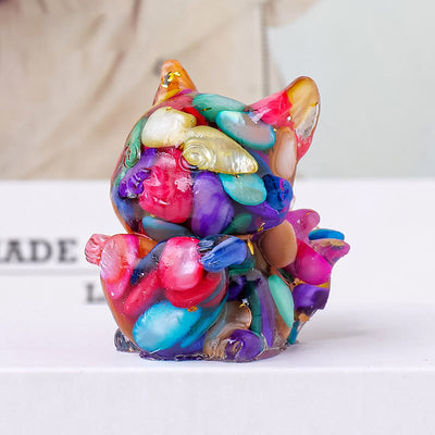 Olivenorma Crystal Epoxy Heart Nine-Tailed Fox Gemstone Decoration