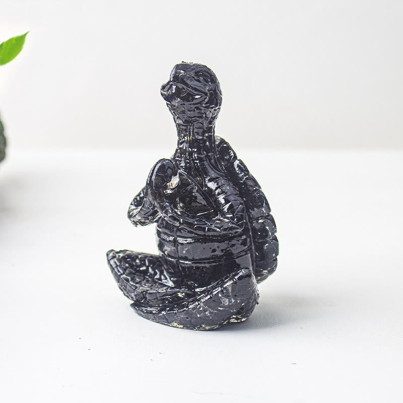 Olivenorma Crystal Epoxy Meditating Turtle Gemstone Decoration