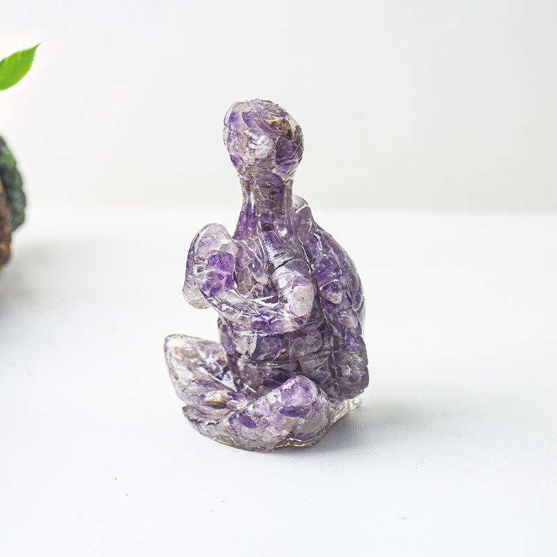 Olivenorma Crystal Epoxy Meditating Turtle Gemstone Decoration
