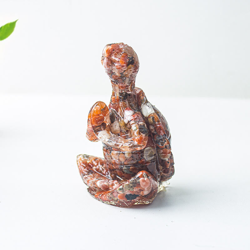 Olivenorma Crystal Epoxy Meditating Turtle Gemstone Decoration