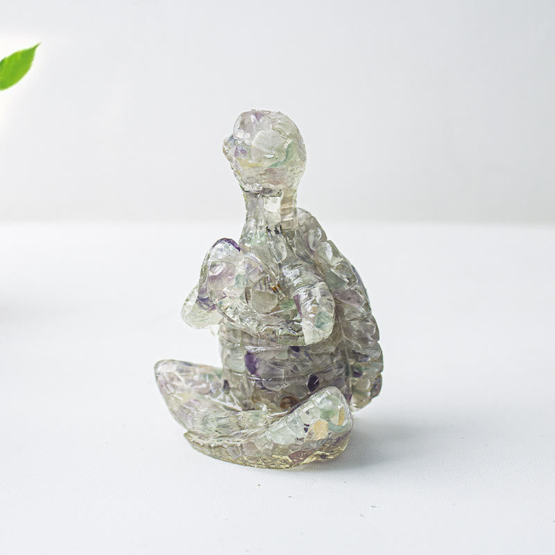 Olivenorma Crystal Epoxy Meditating Turtle Gemstone Decoration
