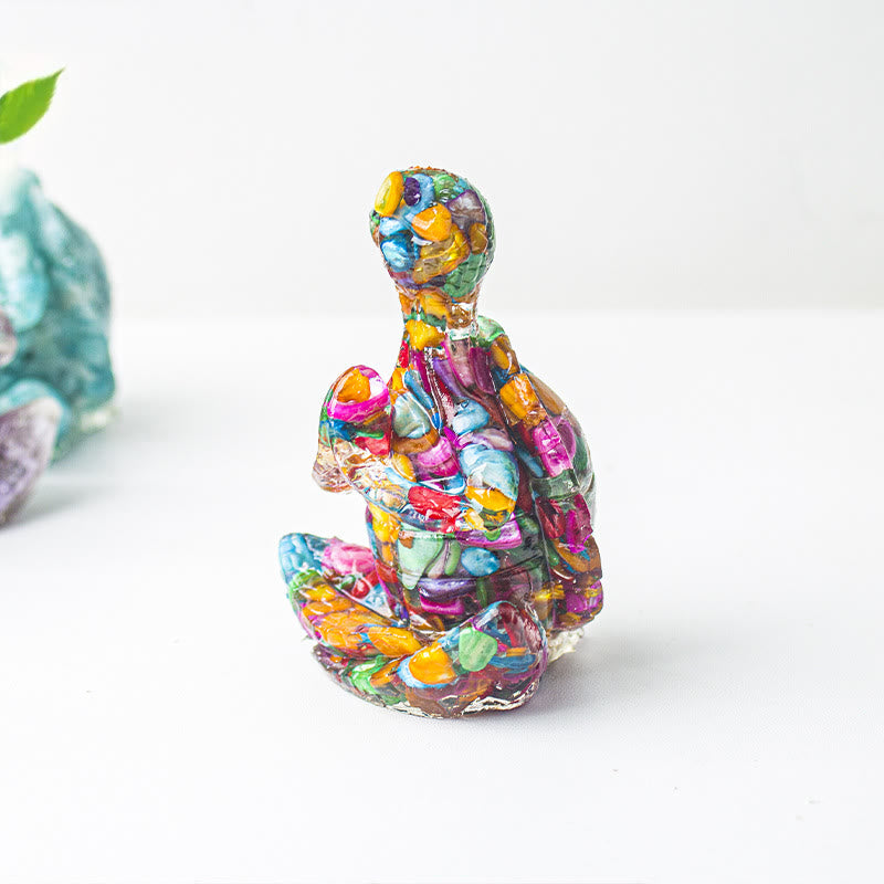 Olivenorma Crystal Epoxy Meditating Turtle Gemstone Decoration