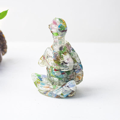 Olivenorma Crystal Epoxy Meditating Turtle Gemstone Decoration