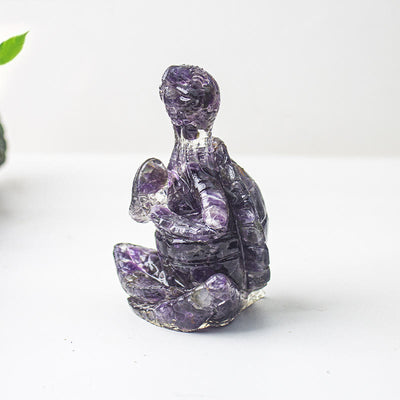 Olivenorma Crystal Epoxy Meditating Turtle Gemstone Decoration