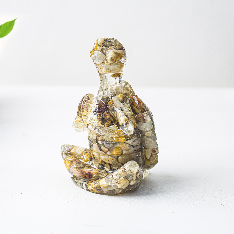 Olivenorma Crystal Epoxy Meditating Turtle Gemstone Decoration