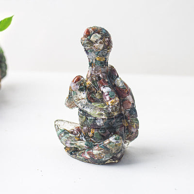 Olivenorma Crystal Epoxy Meditating Turtle Gemstone Decoration