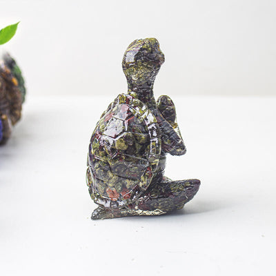 Olivenorma Crystal Epoxy Meditating Turtle Gemstone Decoration