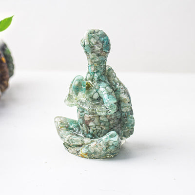Olivenorma Crystal Epoxy Meditating Turtle Gemstone Decoration