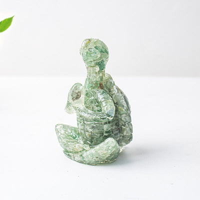 Olivenorma Crystal Epoxy Meditating Turtle Gemstone Decoration