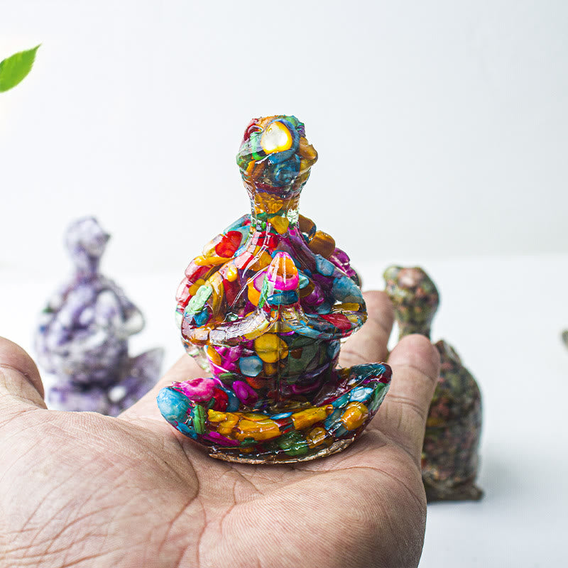 Olivenorma Crystal Epoxy Meditating Turtle Gemstone Decoration