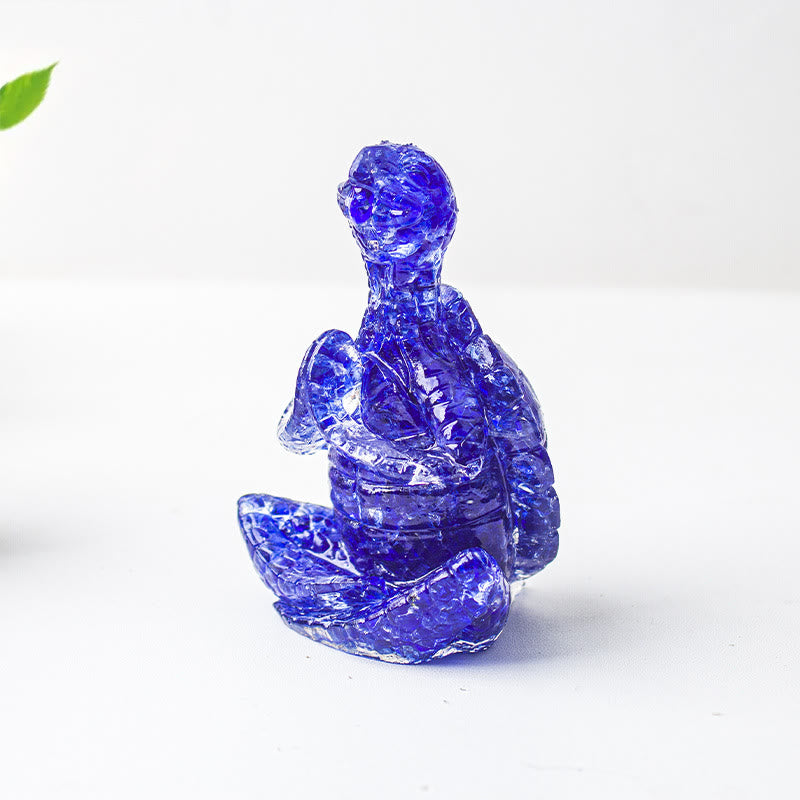 Olivenorma Crystal Epoxy Meditating Turtle Gemstone Decoration
