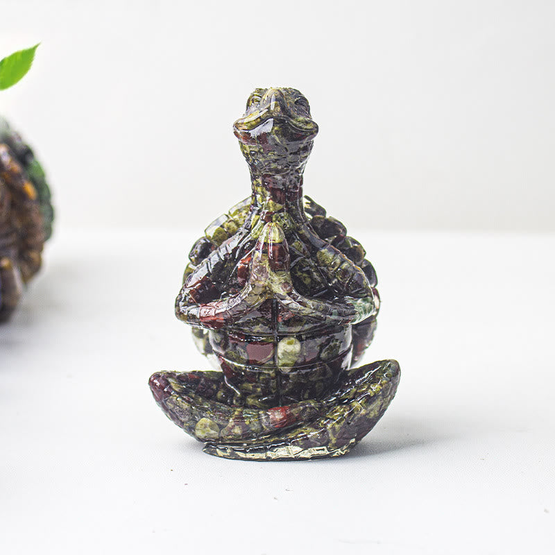 Olivenorma Crystal Epoxy Meditating Turtle Gemstone Decoration
