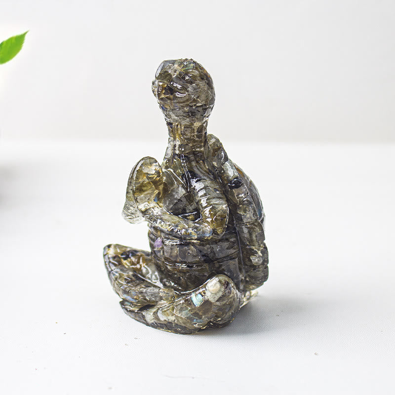 Olivenorma Crystal Epoxy Meditating Turtle Gemstone Decoration