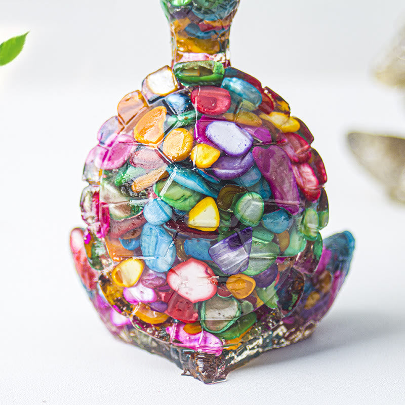 Olivenorma Crystal Epoxy Meditating Turtle Gemstone Decoration