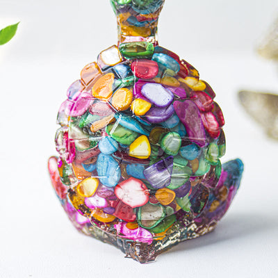 Olivenorma Crystal Epoxy Meditating Turtle Gemstone Decoration