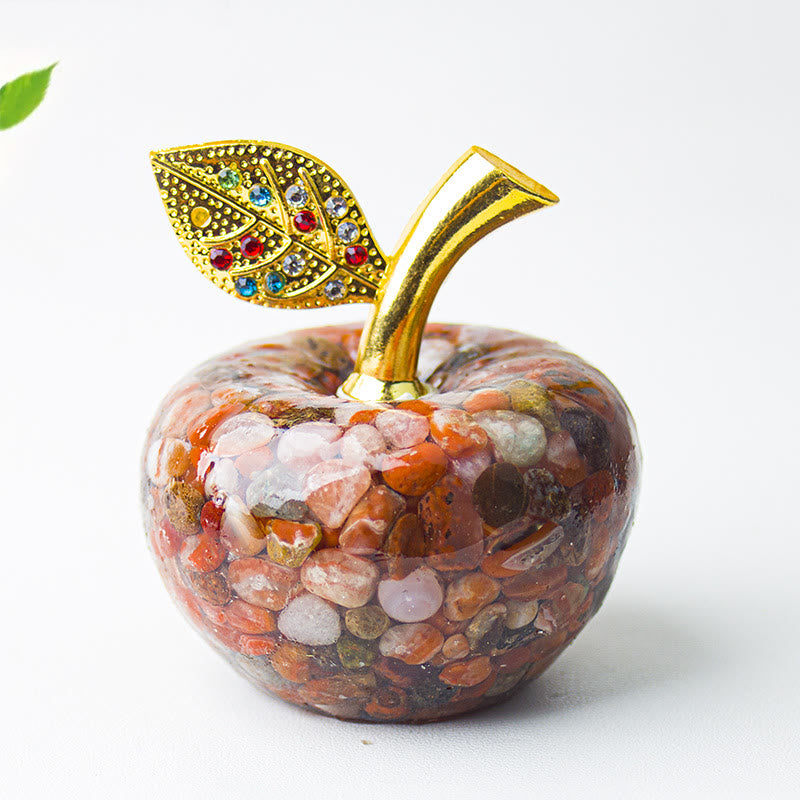 Olivenorma Crystal Epoxy Gold Leaf Apple Gemstone Decoration