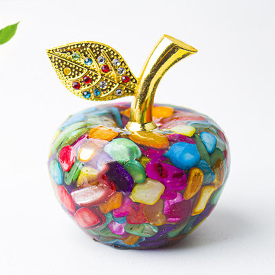 Olivenorma Crystal Epoxy Gold Leaf Apple Gemstone Decoration