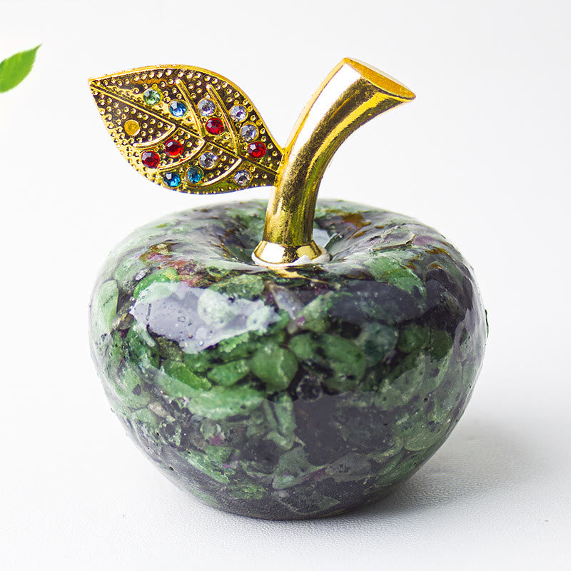 Olivenorma Crystal Epoxy Gold Leaf Apple Gemstone Decoration