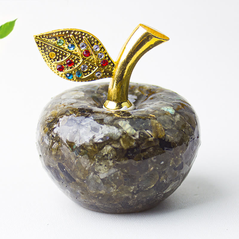 Olivenorma Crystal Epoxy Gold Leaf Apple Gemstone Decoration