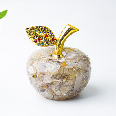 Olivenorma Crystal Epoxy Gold Leaf Apple Gemstone Decoration