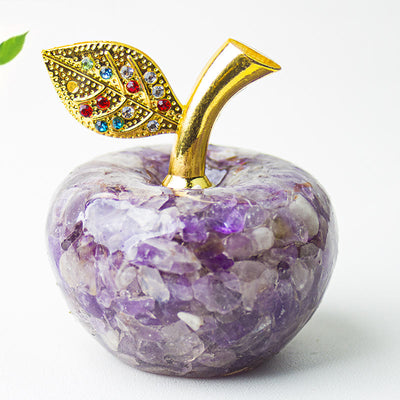 Olivenorma Crystal Epoxy Gold Leaf Apple Gemstone Decoration