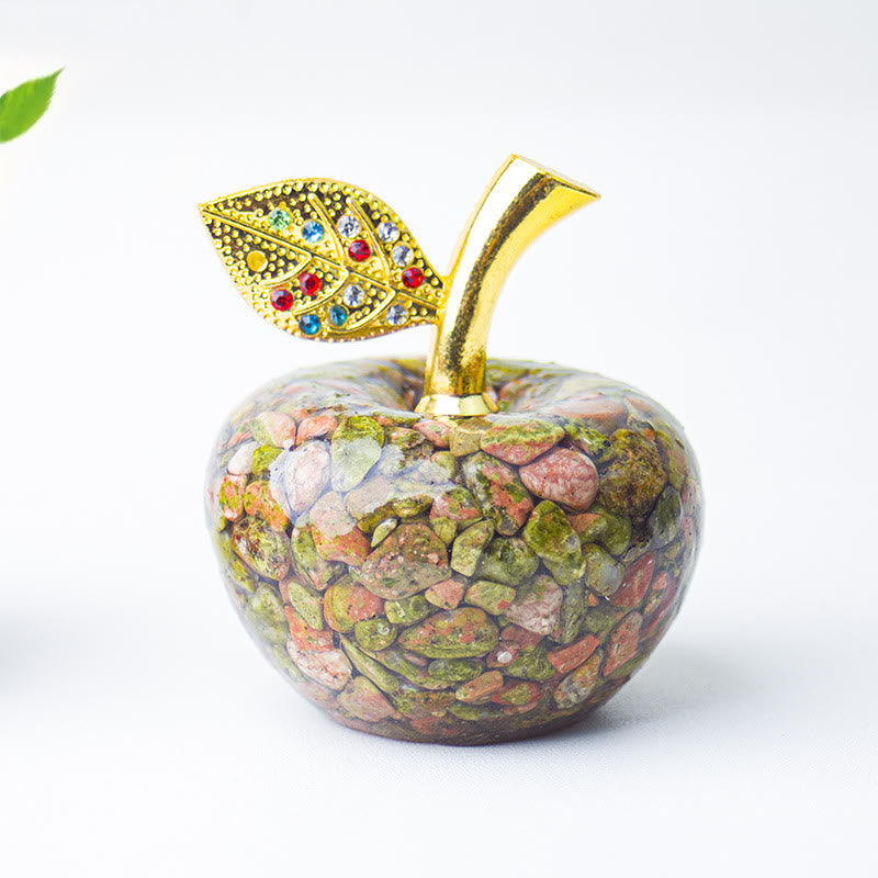 Olivenorma Crystal Epoxy Gold Leaf Apple Gemstone Decoration