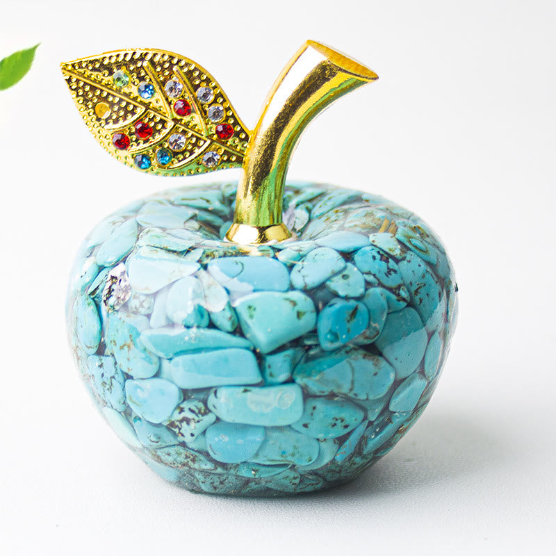 Olivenorma Crystal Epoxy Gold Leaf Apple Gemstone Decoration