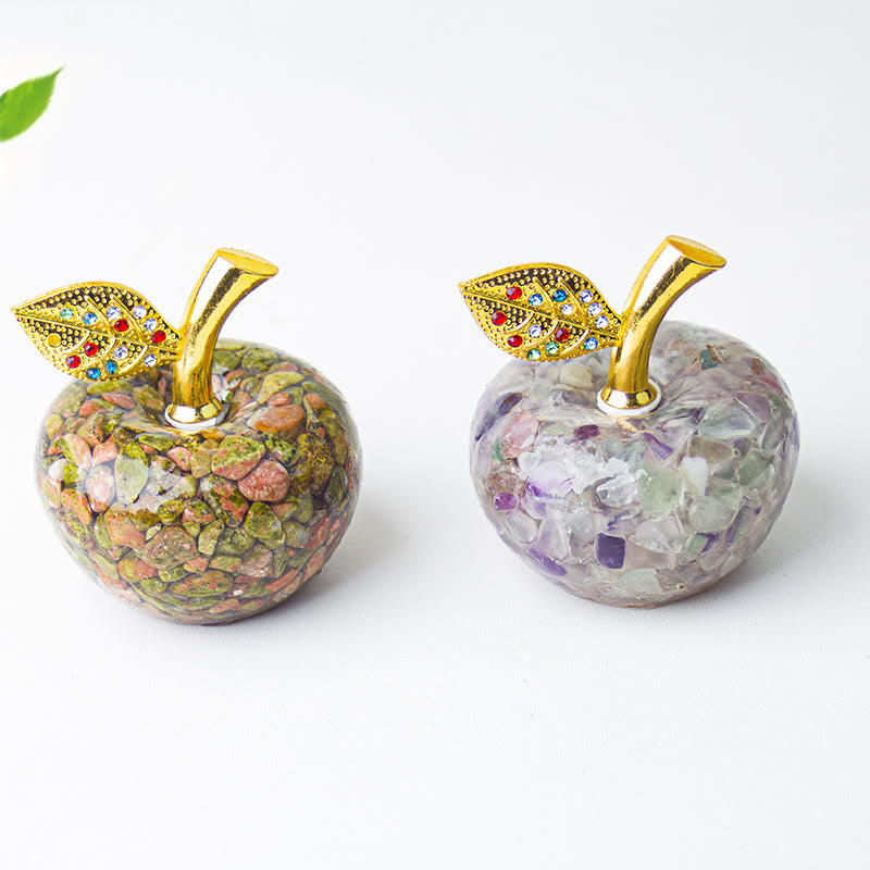 Olivenorma Crystal Epoxy Gold Leaf Apple Gemstone Decoration