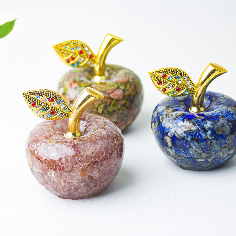 Olivenorma Crystal Epoxy Gold Leaf Apple Gemstone Decoration