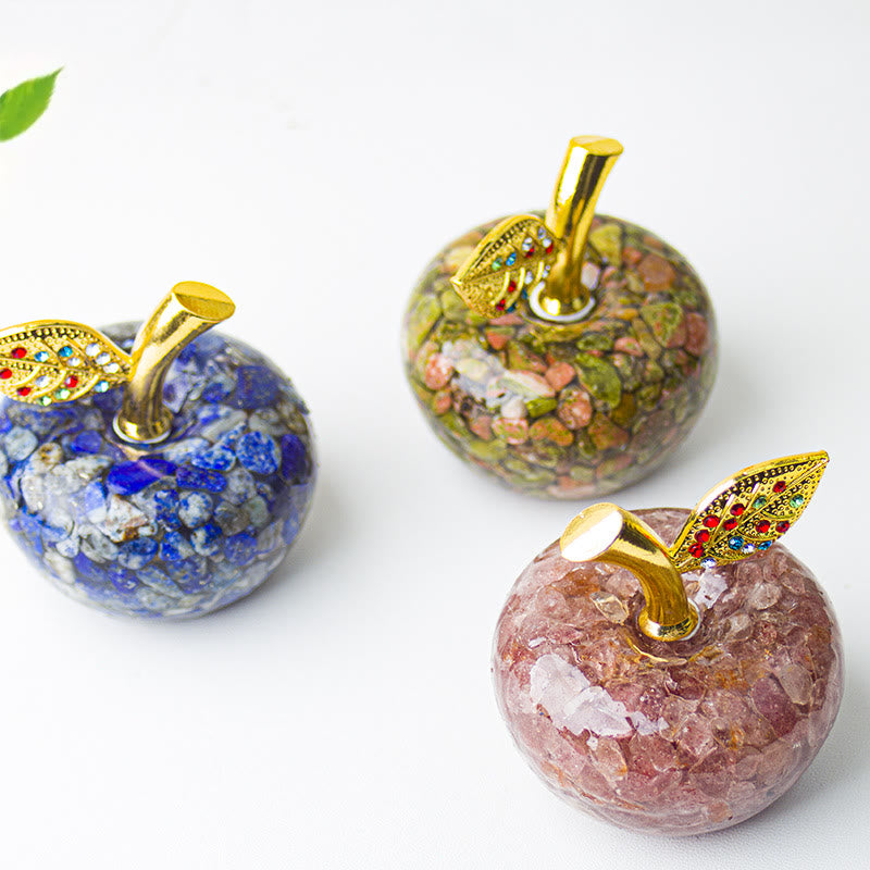 Olivenorma Crystal Epoxy Gold Leaf Apple Gemstone Decoration